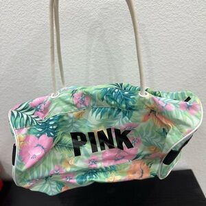 PINK Victoria's Secret Tropical Floral Tote - Green and Pink